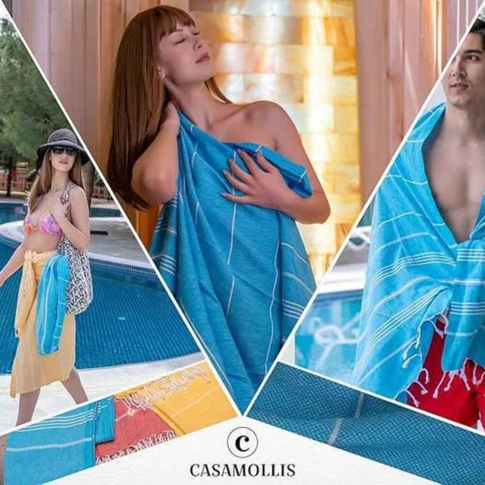 Casamollis Turkish Beach Towel 39" x 71" - 100% Cotton Soft Absorbent Quick Dry